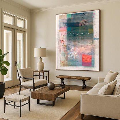 Custom Hand-Painted Abstract Mural for Dining Room & Hotel LargeART1858