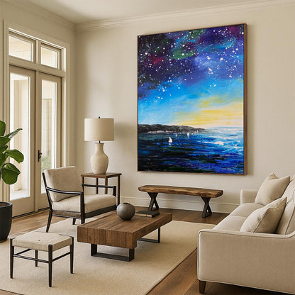 Custom Hand-Painted Abstract Mural for Office & Hotel LargeART1901