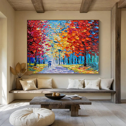 Colorful Autumn Forest Stroll - Romantic Living Room or Bedroom Art DLZ200