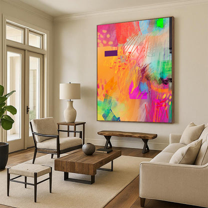 Textured & Rustic Hand-Painted Custom Abstract Painting for Office & Bar LargeART2004