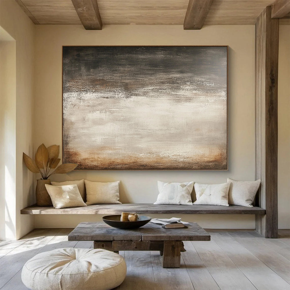 “Neutral Textured Abstraction” - Muted browns, grays, beiges, Minimalist Textural Painting On Canvas HB0583