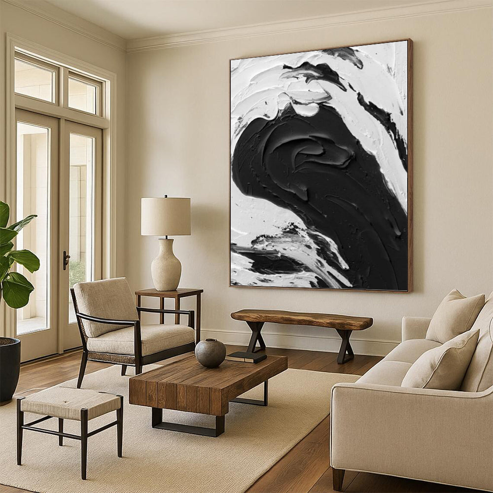 Vertical Hand - Painted Large Abstract Custom Work for Dining Room and Office DKH1679