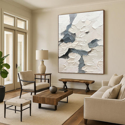 Designer - Led Luxury: Hand - Rendered Textured Canvas Abstract for Dining Room & Hotel Suite DKH1160