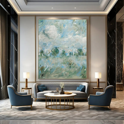 Large-Scale Hand-Painted Abstract Mural for Hallway & Hotel Ballrooms LargeART1439