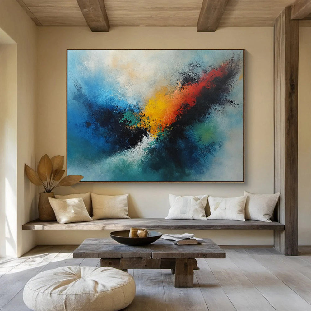 Blue and Colorful Abstract Swirl - “Vibrant Whirlpool” Painting On Canvas HB1462