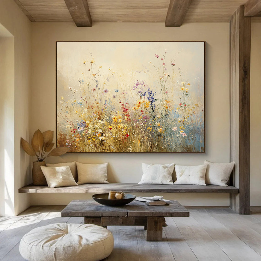 “Soft Wildflower Meadow” - Pastel, Wildflowers, Field Painting On Canvas HB0757