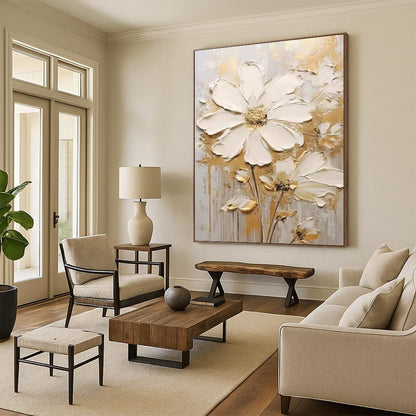 Reflective Hand - Painted Textured Abstract on Canvas for Office & Dining Room DKH1395