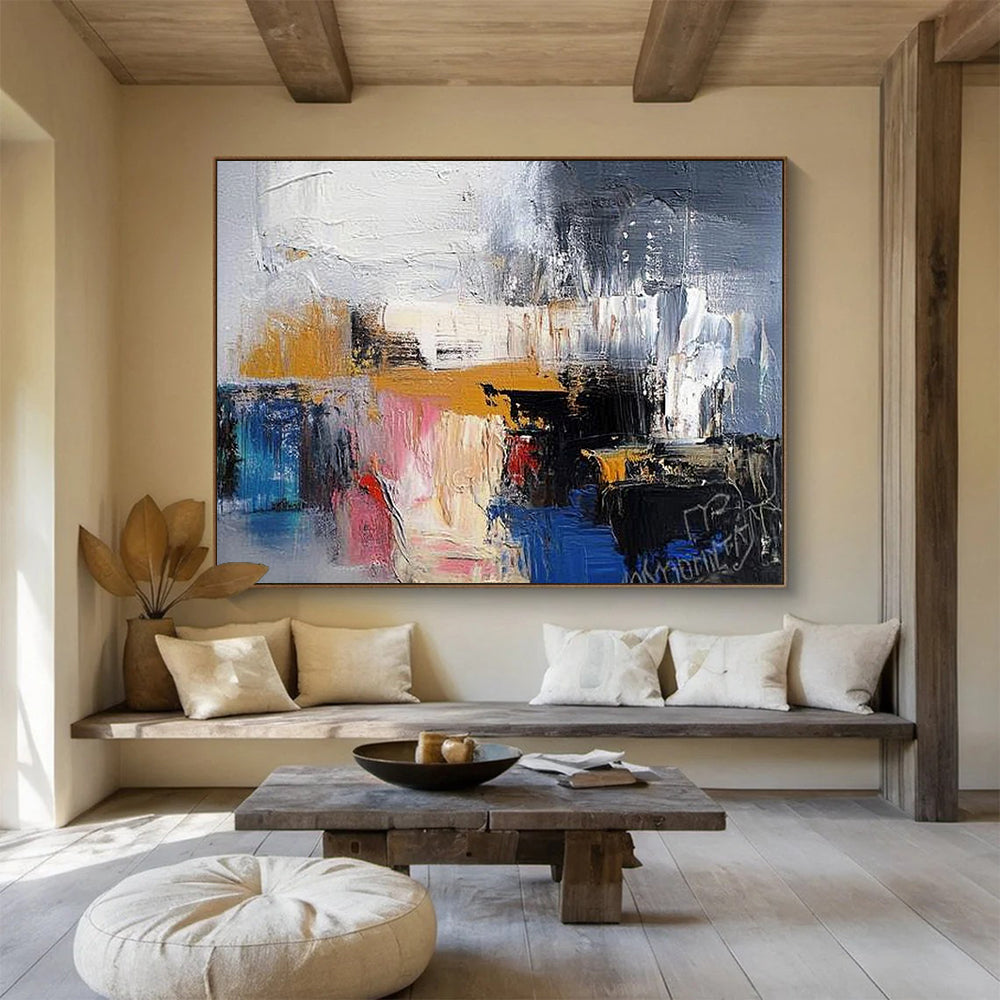 Colorful Abstract Layers "Urban Symphony" Painting On Canvas HB0415