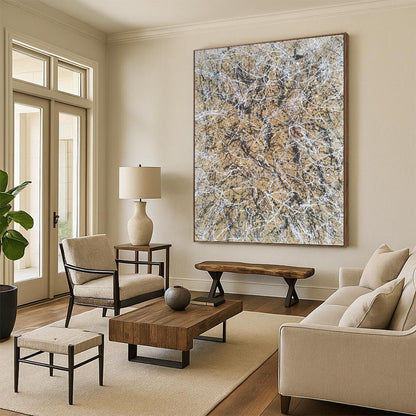 Grand - Proportioned Vertical Hand - Painted Textured Custom Abstract Madrigal for Living Room and Entryway DKH1574