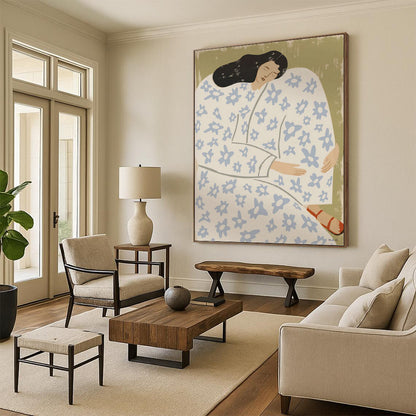 Designer - Curated Splendor: Hand - Rendered Textured Canvas Art for Hotel Lobby & Living Room DKH1146