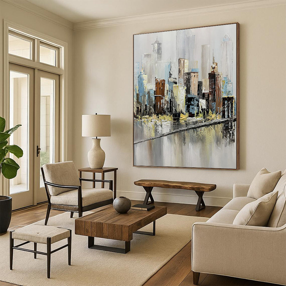 Large - Scale Hand - Painted Textured Custom Abstract Painting, for Dining Room and Hotel DKH1451