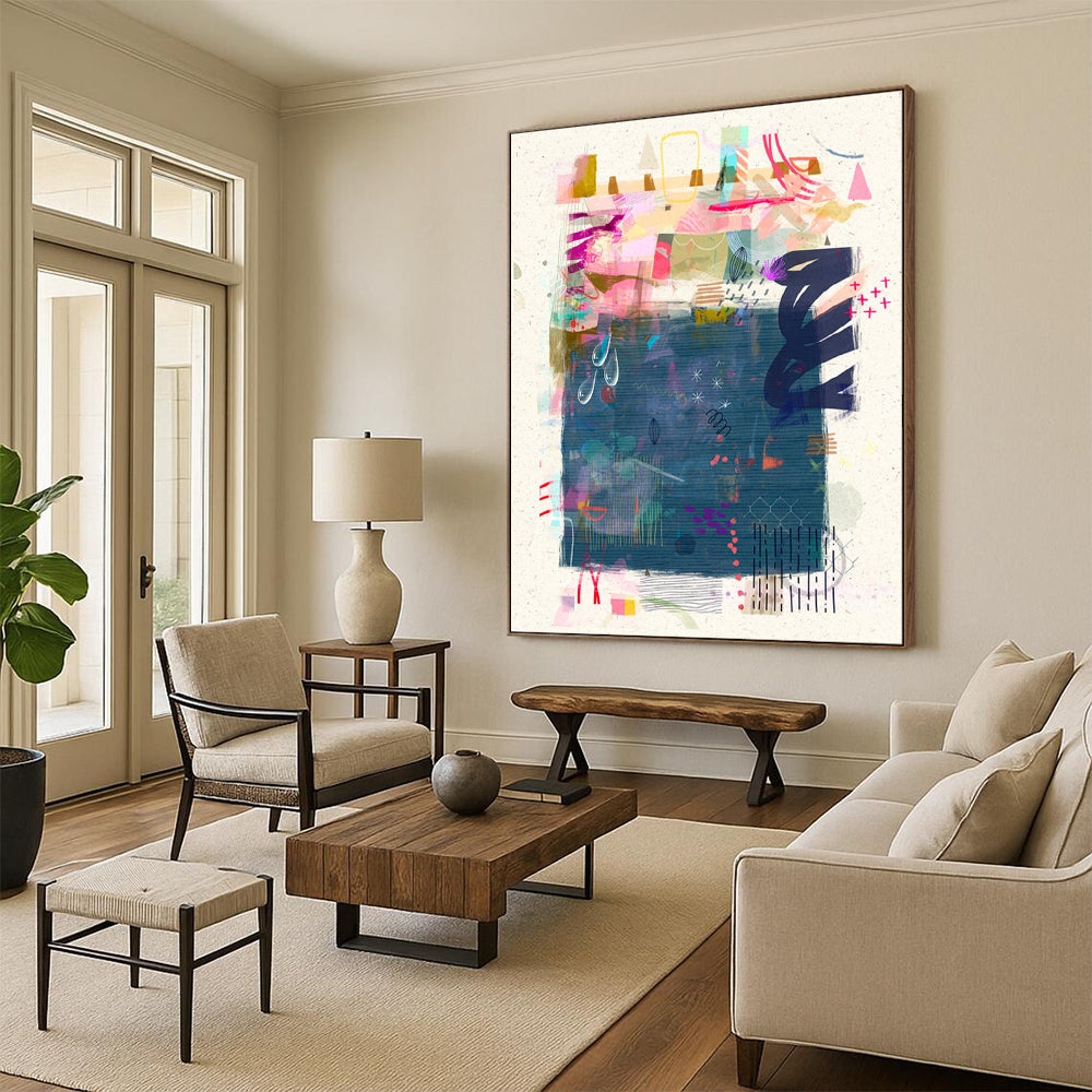 Large-Scale Custom Hand-Painted Abstract Art for Office & Bar LargeART1822