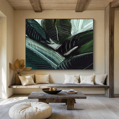 Dark Green Leaf Abstract: Bringing Natural Vitality to the Space DLZ144