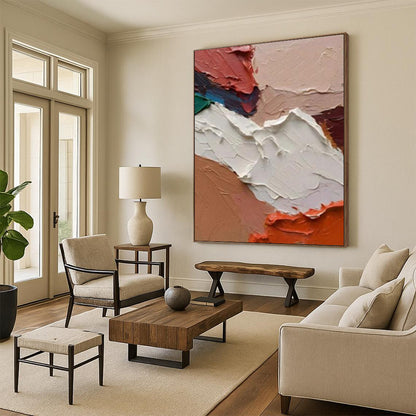 Custom Hand-Painted Abstract Paintings: Big Sizes & Textured Details for Living Room & Hallway DTP263