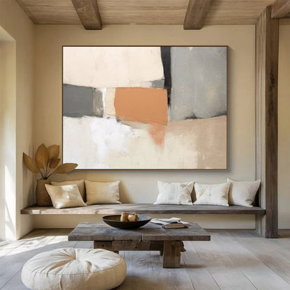 Neutral Tones Geometric Abstract - Cozy Living Room Charm DLZ076