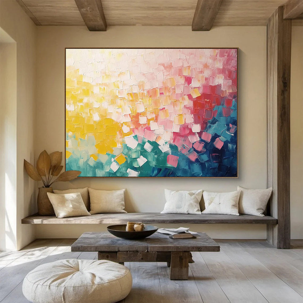 “Colorful Square Impasto” - Pointillist - Inspired Painting On Canvas HB0515