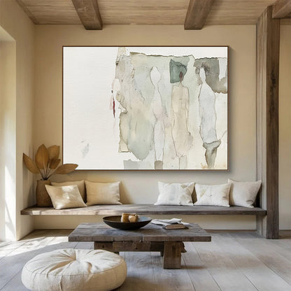 “Ethereal Figure Collage” - Neutral, Abstract, Figures, Collage Painting On Canvas HB0760