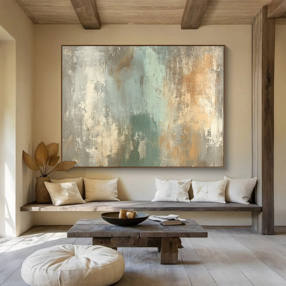 “Abstract Earth Tones” - Grays, Browns, Teals, Abstract Textured Painting - Acrylic Painting HB1765
