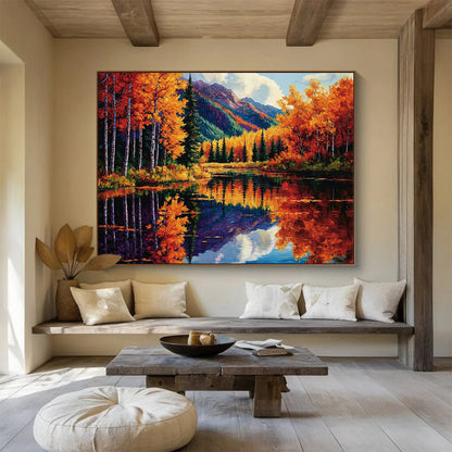 Autumn Forest Reflection - Realistic Landscape Painting On Canvas HB0434