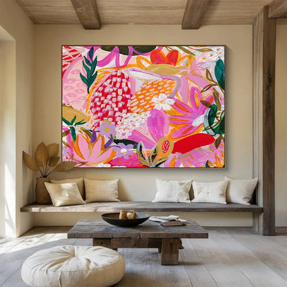 Large - Format Textured Hand - Painted Abstract Artwork for Space Accent DKH708