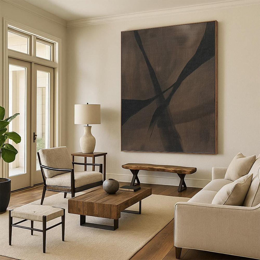 Expertly Curated Hand - Painted Textured Canvas Mural for Office & Entryway DKH1159