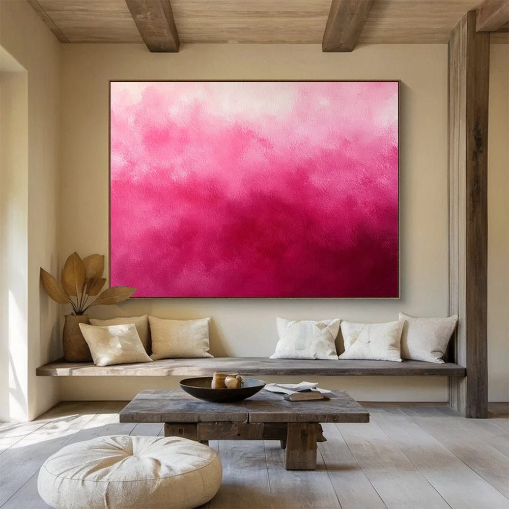 “Pink Gradient Dream” - Pink, White - Soft Gradient Texture - Acrylic Painting HB1296