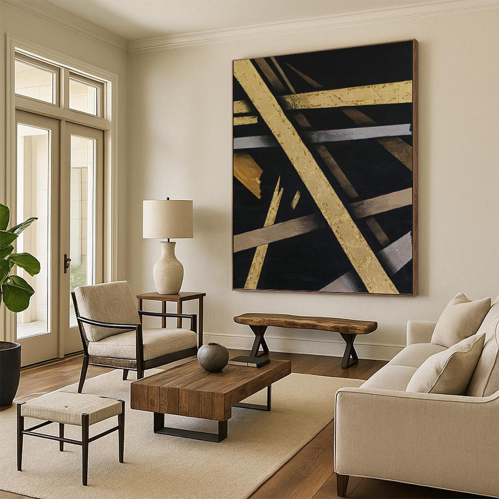Luxurious Hand - Painted Textured Canvas Mural for Bar & Hotel Lobby DKH1094