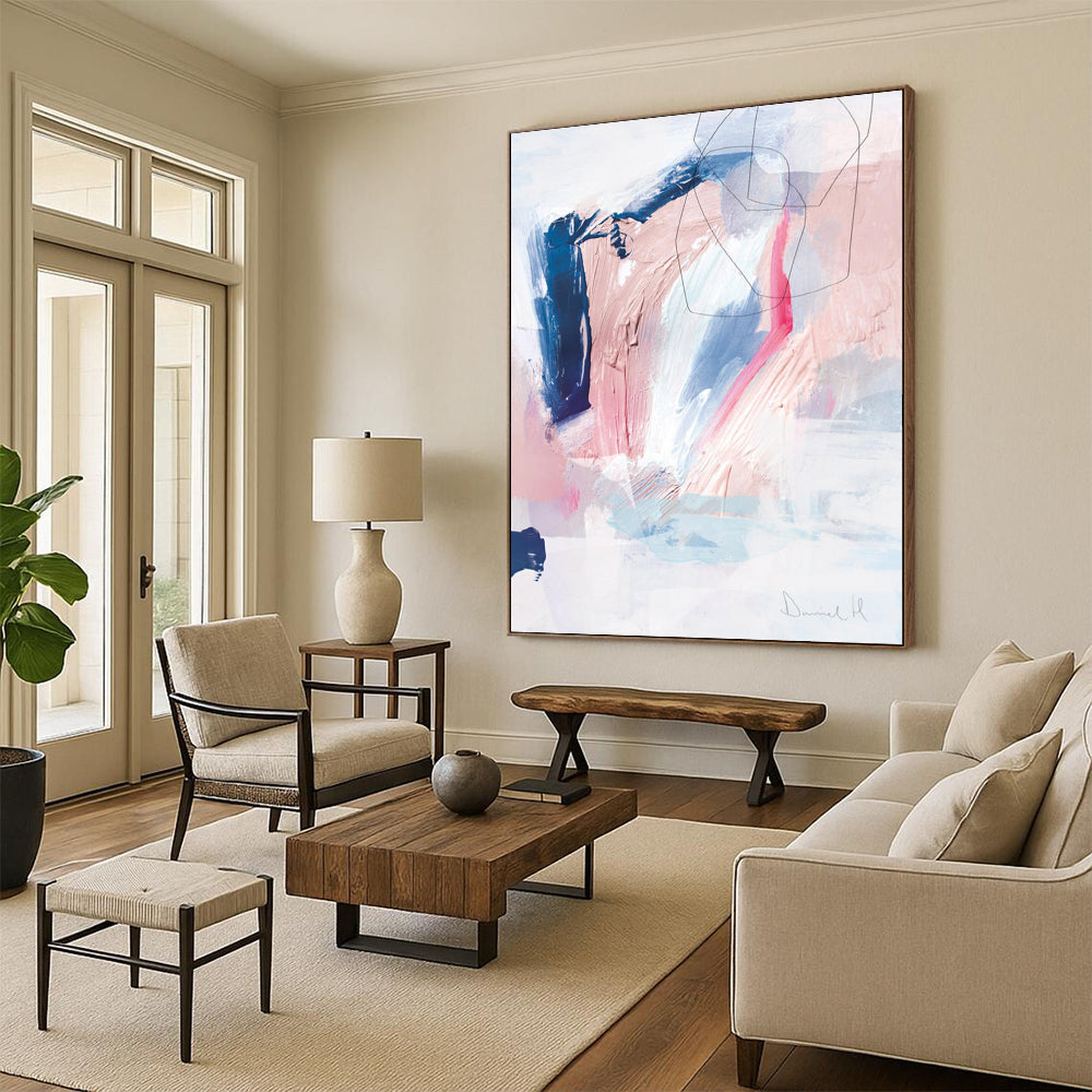 Woven Textures: Extended - Reach Custom Abstract Painting for Office and Hallway DTP155