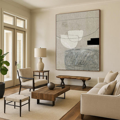 Hand-Painted Large Abstract Creations: Textured Details for Office & Hallway DTP238
