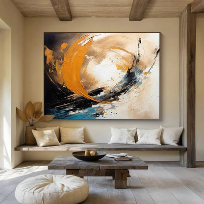 Dynamic Orange - Blue Abstract Painting - Energetic Welcome Art for Foyer DLZ098