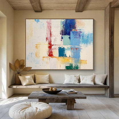 “Colorful Geometric Abstract” - Colorful Palette, Geometric Abstraction Painting On Canvas HB0874