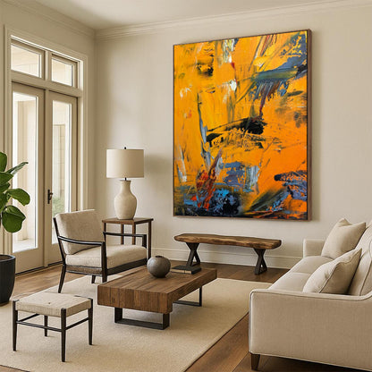 Mysterious & Evocative Hand-Painted Custom Abstract Painting for Bedroom & Office LargeART1966