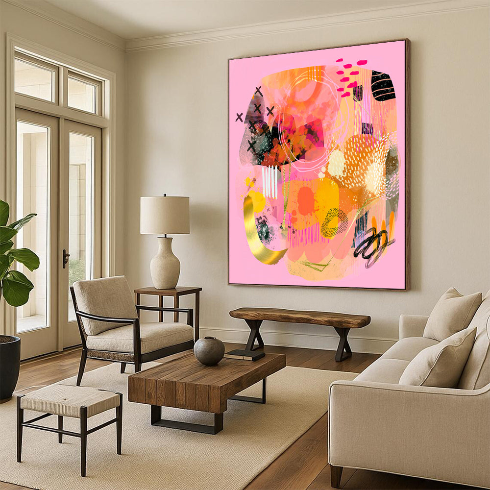 Earthy & Natural Hand-Painted Custom Abstract Painting for Dining Room & Entryway LargeART2009