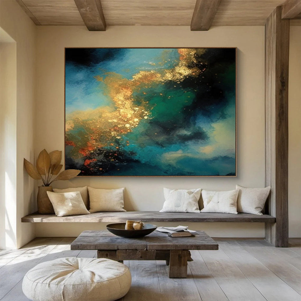 Blue & Gold Ocean Dream - Luxe Living Room Centerpiece DLZ072