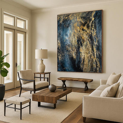 Massive-Scale Hand-Painted Abstract Canvases for Bar & Rooftop Lounge LargeART2246