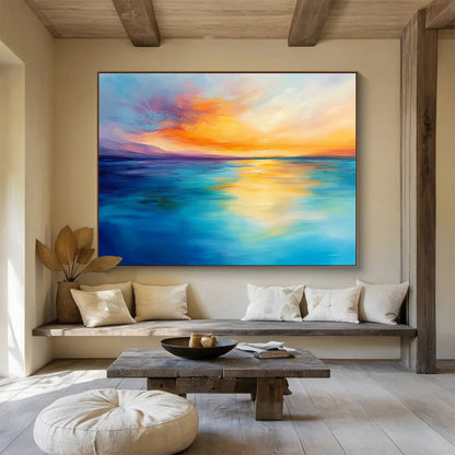 “Soft Sunset Horizons” - Pastel Pinks, Oranges, Yellows, Blues, Dreamy Ocean Sunset - Impasto Oil Painting HB1754