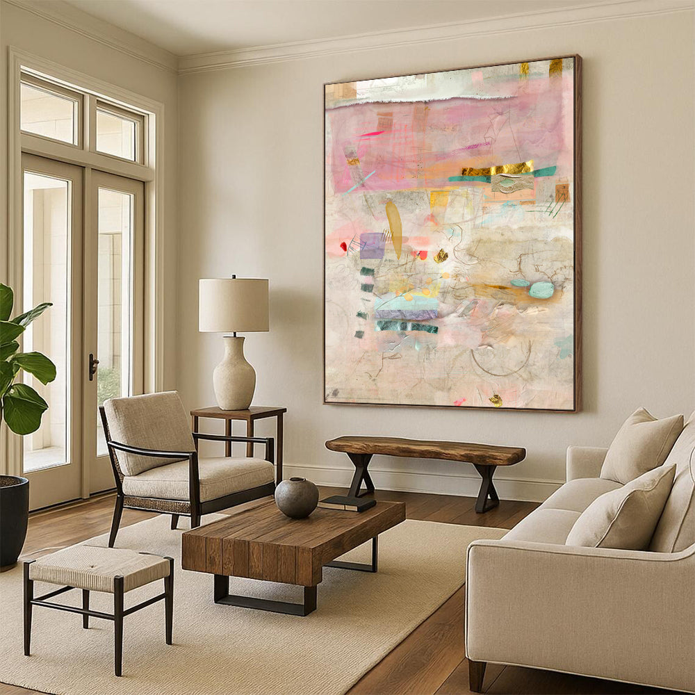 Hand-Painted Bespoke Abstract Canvas for Dining Room & Hotel LargeART1853