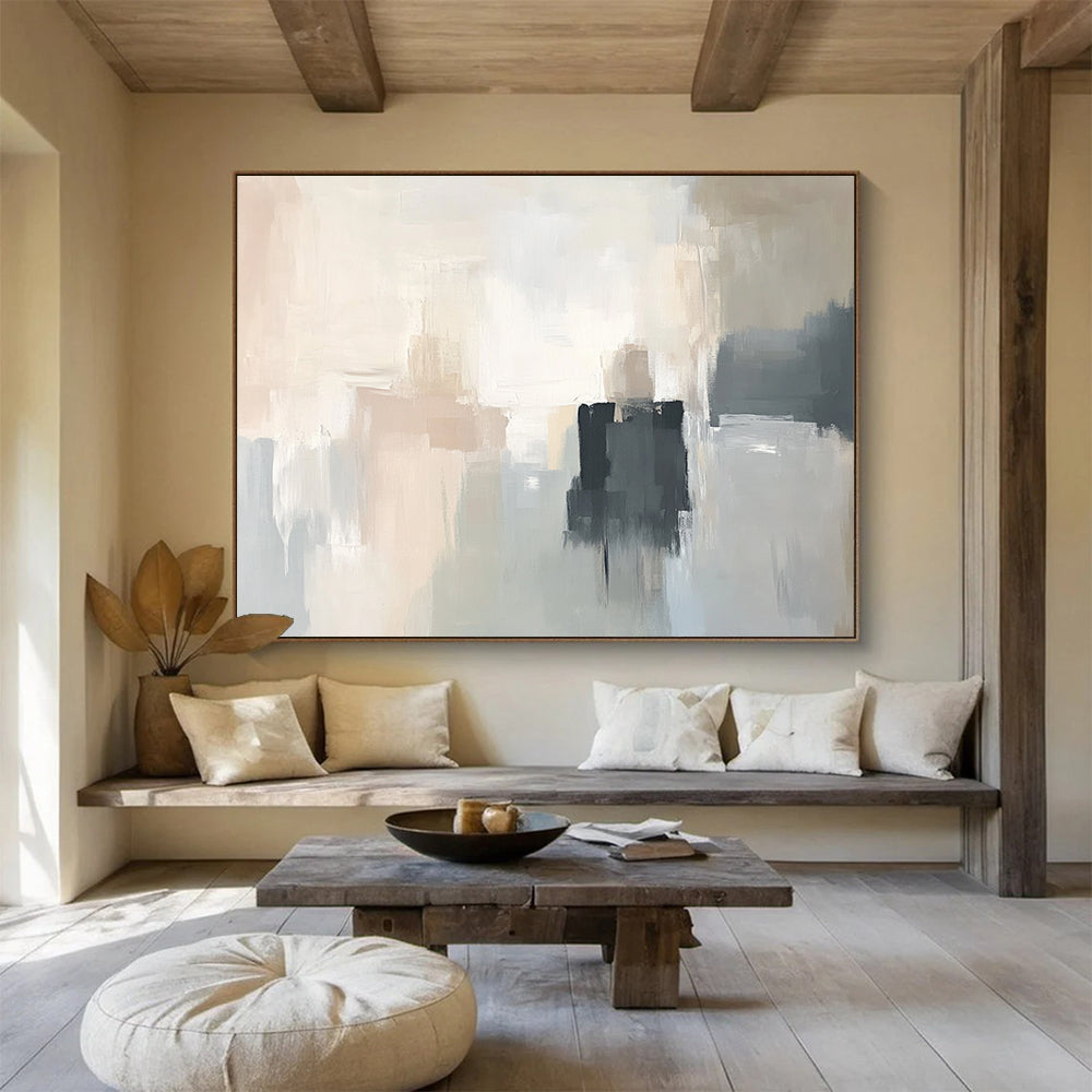 “Neutral Abstract Layers” - Beige, Gray, White, Black - Subtle Abstract Layers - Acrylic Painting HB1319