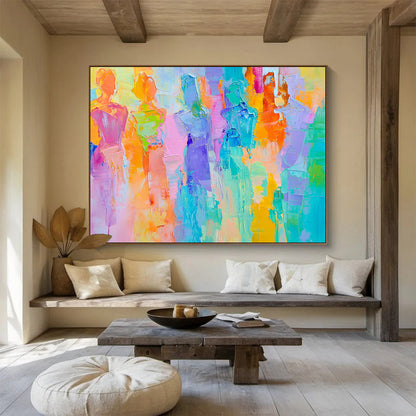 “Colorful Figure Silhouettes” - Bright Colors, Figure Shapes - Painting On Canvas HB1406