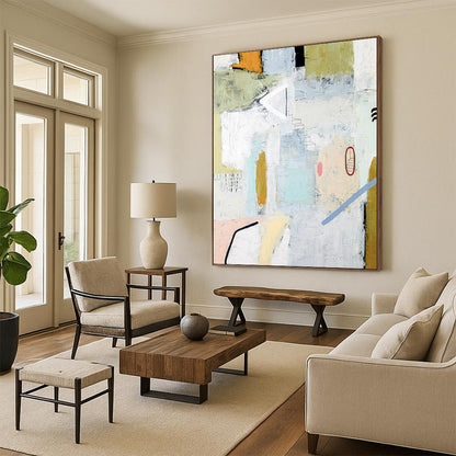 Glamorous Gigantic-Scale Hand-Painted Abstract Wall Murals: Enrich Your Dining Room & Living Room LargeART2390