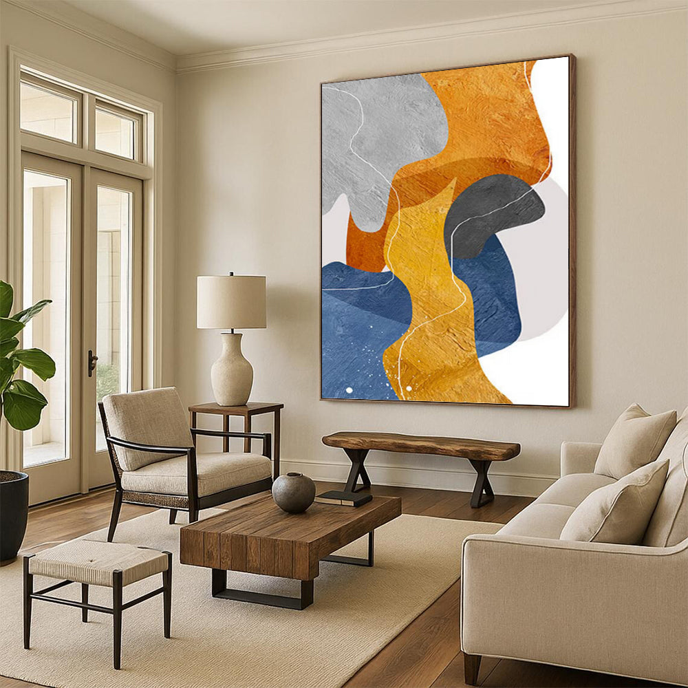 Stately Vertical Hand - Painted Textured Custom Abstract Gem for Dining Room and Living Room DKH1550