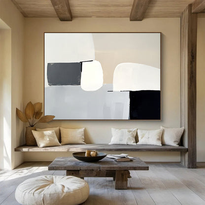 “Monochrome Minimalism” - Gray, White, Black, Abstract Forms - Minimalist Acrylic Painting HB1511