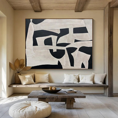 Black - and - White Collage Art Abstract Painting - Creative Accent for Personal Study DLZ093