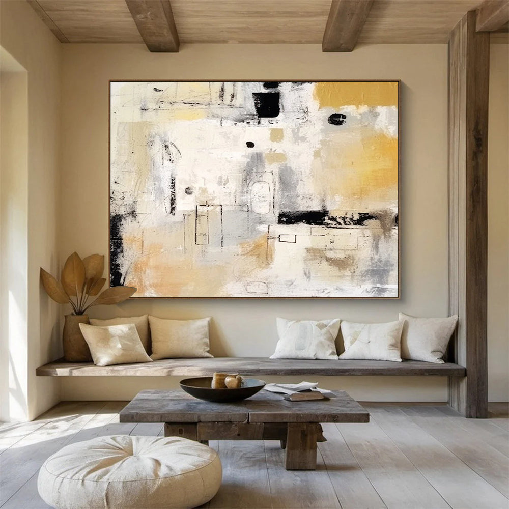 Neutral Tones Abstract - Sophisticated Living Room Art DLZ061