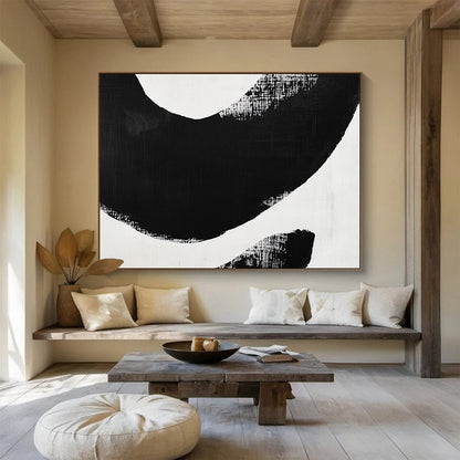 Bold Black Curved Shapes - Expressive Abstract Painting On Canvas HB0460