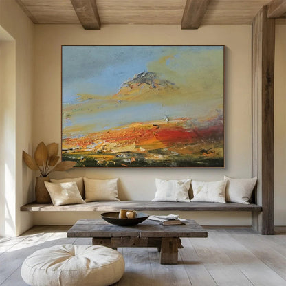 Impressionistic Mountain Sunset - Bold Living Room Drama DLZ042