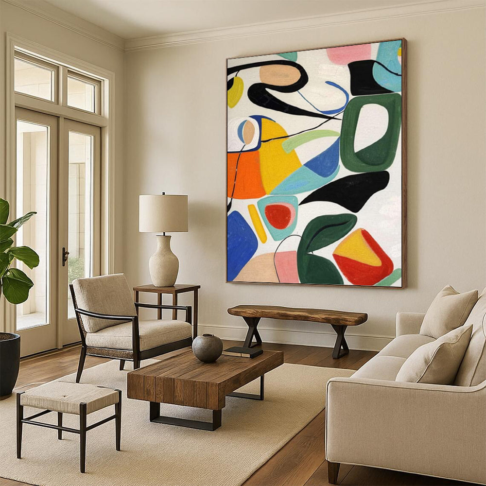 Oversized Hand - Painted Textured Abstract Canvas for Hotel Lobby & Entryway DKH1186