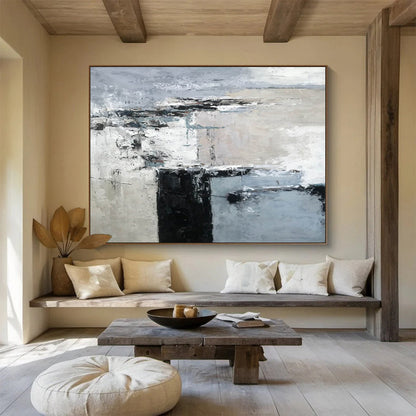 Monochromatic Minimalist Abstract: Elevate Your Space with Subtlety DLZ152