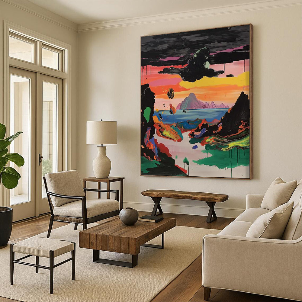 Azure Odyssey: Jumbo - Sized Hand - Painted Custom Abstract Painting for Office and Bedroom DTP107