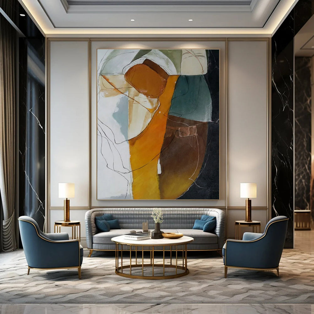 Oversized Custom Hand-Painted Abstract Art for Bedroom & Hotel Kids' Storytelling Rooms LargeART1457